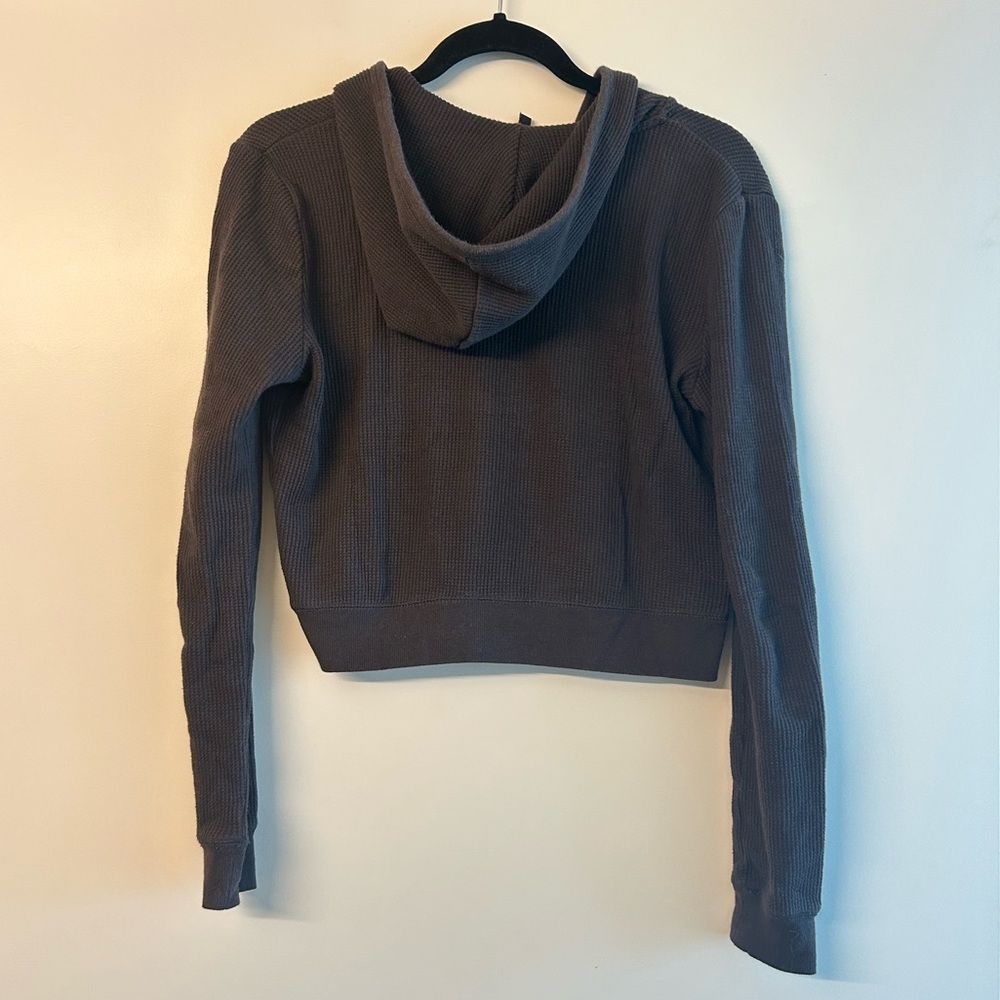 SKIMS Waffle Cropped Hoodie & Straight Leg Pant Set - Dark Chocolate - Picture 6 of 10